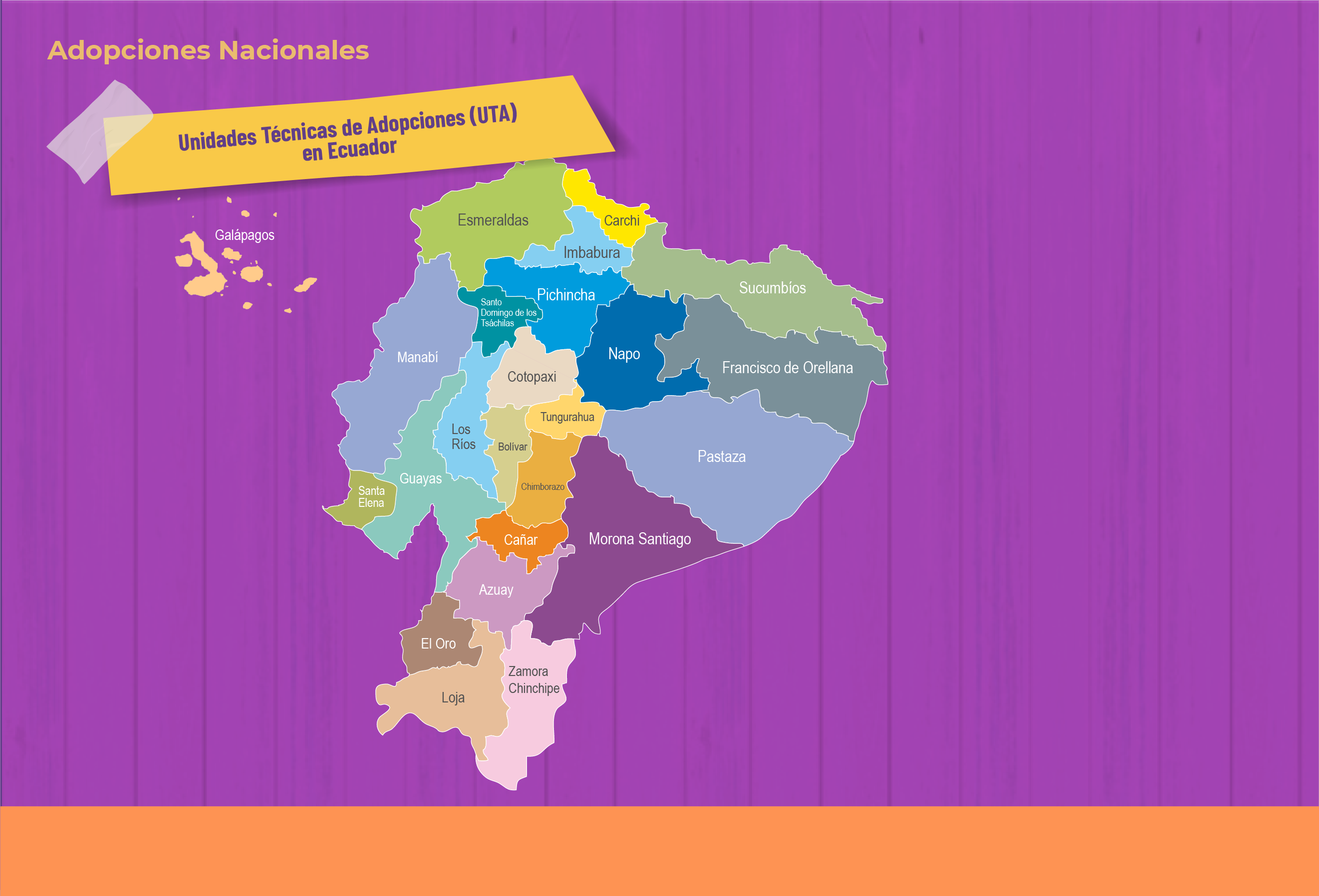 Mapa Unidades Técnicas de Adopciones en Ecuador